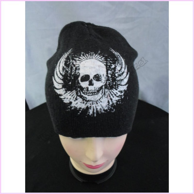 Beanie skull woollen black  wings