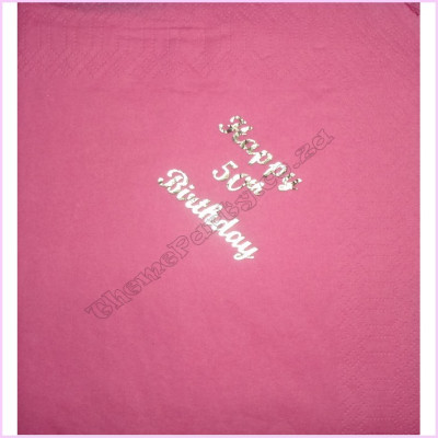 Serviettes Pkt 50th Pink   Silver print