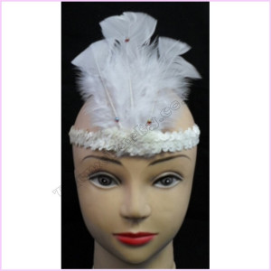 Headband Sequin   Feather White