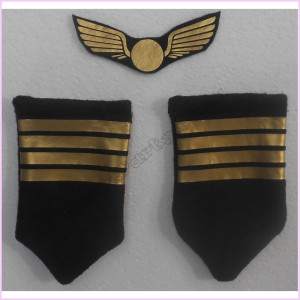 Pilot Epaulettes & Badge 3pcs Black/Gold