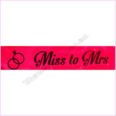Sash Material Miss to Mrs C/Pink   Black