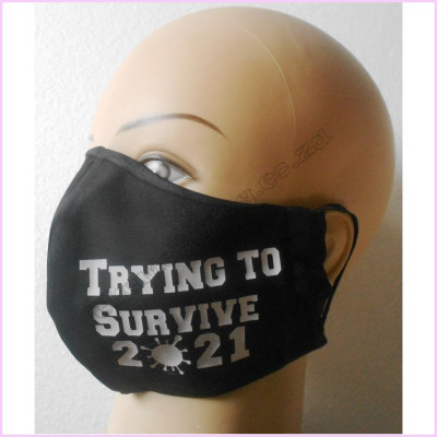 FaceMask Trying 2 Survive2021 BlackWhite