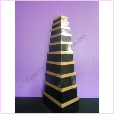 Gift Box Set 10 Black Box   Gold Lid