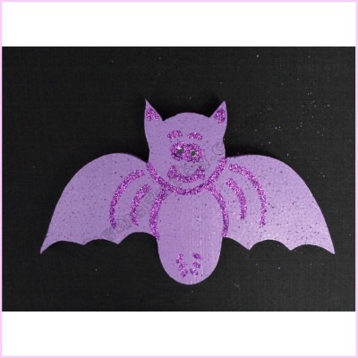 Bat Polystyrene 30cm Purple   Glitter