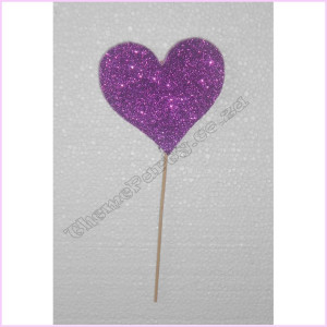 Heart Purple Glitter Stick D/Sided 10cm Heart Purple Glitter Stick D/Sided 10cm