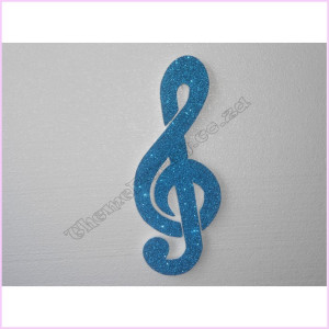 Treble Clef Poly Pkt 30cm Glitter Teal Treble Clef Poly Pkt 30cm Glitter Teal