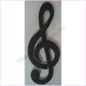 Treble Clef Poly Pkt 30cm Glitter Black Treble Clef Poly Pkt 30cm Glitter Black