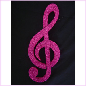 Treble Clef Poly Pkt 30cm Glitter Pink Treble Clef Poly Pkt 30cm Glitter Pink