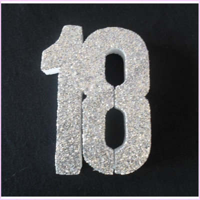 18th Poly 10cm Glitter   Packet Silver