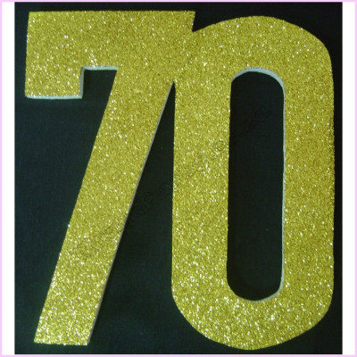 70th Poly 10cm Glitter   Packet Gold