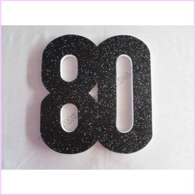 80th Poly 30cm Glitter   Packet Black