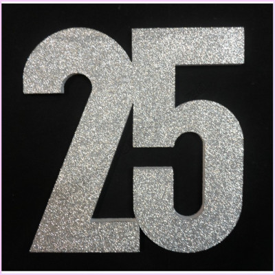 25th Poly 30cm Glitter   Packet Silver