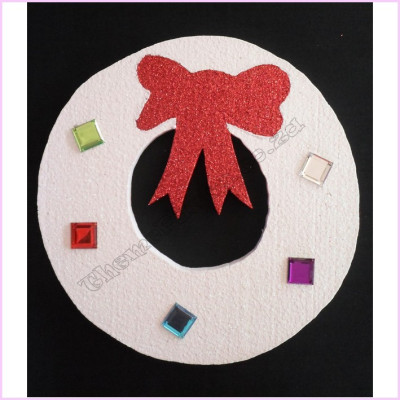 Wreath Bow polystrene 30cm white with ge