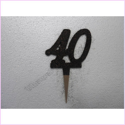 Cake Topper Joint 9.5cm Black 40th