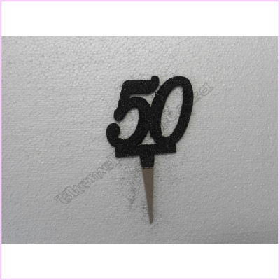 Cake Topper Joint 9.5cm Black 50th