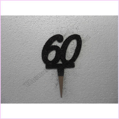 Cake Topper Joint 9.5cm Black 60th