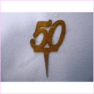 Cake Topper Joint 9.5cm Gold 50th