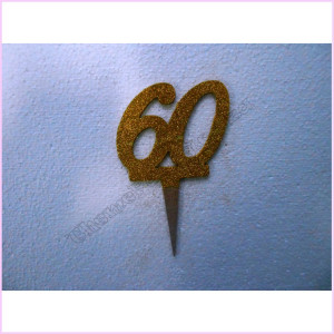 Cake Topper Joint 9.5cm Gold 60th