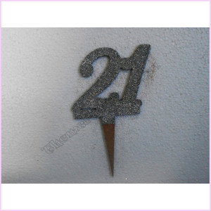 Cake Topper Joint 9.5cm Silver 21st