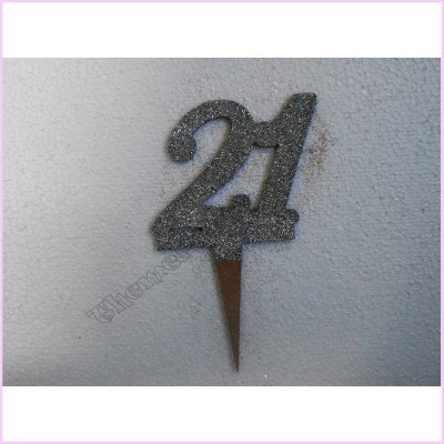 Cake Topper Joint 9.5cm Silver 21st