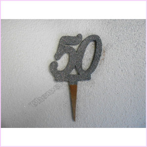 Cake Topper Joint 9.5cm Silver 50th