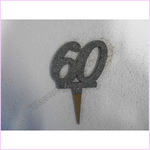 Cake Topper Joint 9.5cm Silver 60th