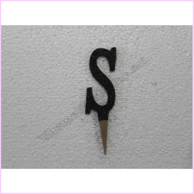 Cake Topper 7cm Glitter Black S