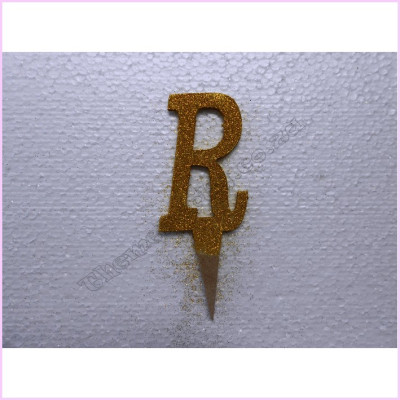 Cake Topper 7cm Glitter Gold R