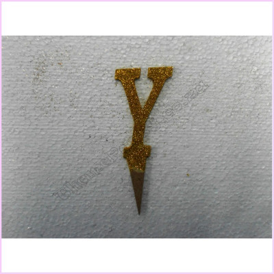 Cake Topper 7cm Glitter Gold Y