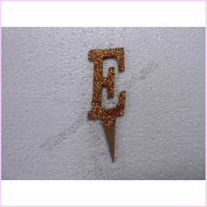 Cake Topper 7cm Glitter Rose Gold E Cake Topper 7cm Glitter Rose Gold E