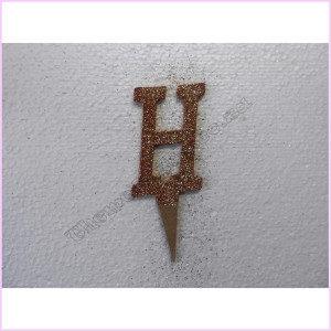 Cake Topper 7cm Glitter Rose Gold H Cake Topper 7cm Glitter Rose Gold H