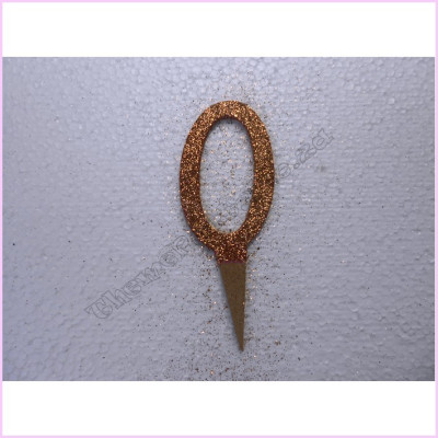 Cake Topper 7cm Glitter Rose Gold O