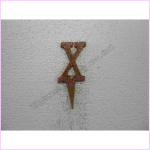 Cake Topper 7cm Glitter Rose Gold X Cake Topper 7cm Glitter Rose Gold X