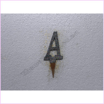 Cake Topper 7cm Glitter Silver A