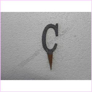 Cake Topper 7cm Glitter Silver C Cake Topper 7cm Glitter Silver C