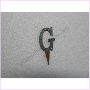 Cake Topper 7cm Glitter Silver G Cake Topper 7cm Glitter Silver G