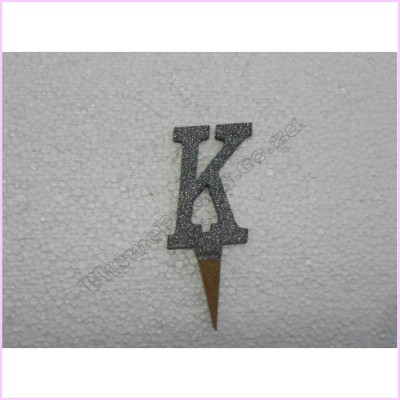 Cake Topper 7cm Glitter Silver K