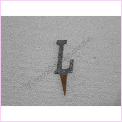 Cake Topper 7cm Glitter Silver L