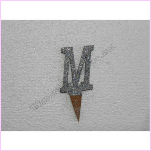 Cake Topper 7cm Glitter Silver M Cake Topper 7cm Glitter Silver M