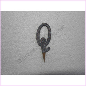 Cake Topper 7cm Glitter Silver Q Cake Topper 7cm Glitter Silver Q