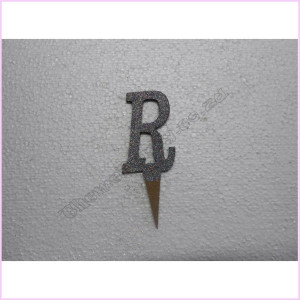 Cake Topper 7cm Glitter Silver R Cake Topper 7cm Glitter Silver R