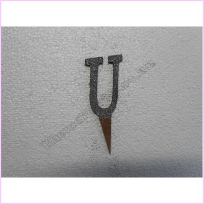 Cake Topper 7cm Glitter Silver U