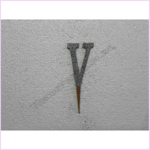 Cake Topper 7cm Glitter Silver V Cake Topper 7cm Glitter Silver V