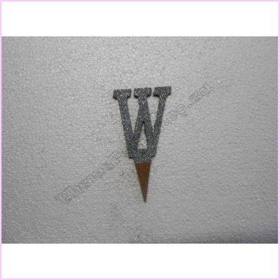 Cake Topper 7cm Glitter Silver W