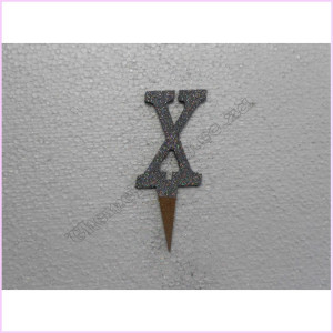 Cake Topper 7cm Glitter Silver X Cake Topper 7cm Glitter Silver X
