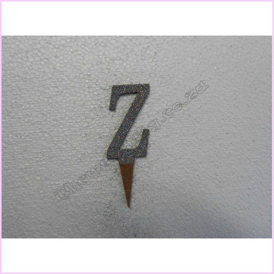 Cake Topper 7cm Glitter Silver Z