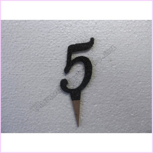 Cake Topper Glitter 8cm Wood Black 5 Cake Topper Glitter 8cm Wood Black 5