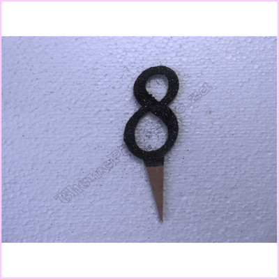 Cake Topper Glitter 8cm Wood Black 8