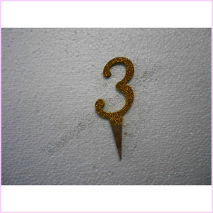 Cake Topper Glitter 8cm Wood Gold 3 Cake Topper Glitter 8cm Wood Gold 3