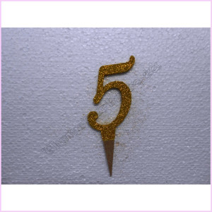 Cake Topper Glitter 8cm Wood Gold 5 Cake Topper Glitter 8cm Wood Gold 5